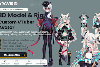 create custom 3d furry vrchat avatar, furry vtuber model and character rigging