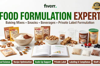 be your food scientist for recipe, food formulation, drink, snack and supplement