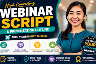 write a high ticket webinar script, evergreen webinar, pptpresentation for coach