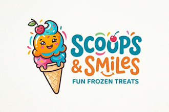 design a fun and modern ice cream shop logo for your brand