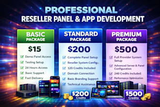 reseller panel setup,server, app rebranding, website development, strong8k, lion