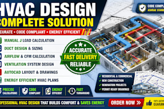 deliver hvac design, manual j load calculation, duct design and energy autocad