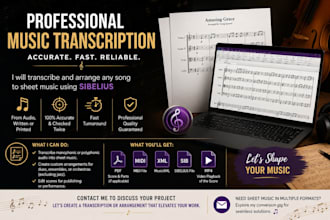 transcribe and arrange any song to sheet music using sibelius