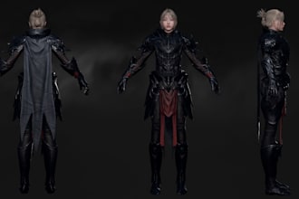 ue5 ready metahuman character,fantasy modular 3d rough armor texture, mixamo rig