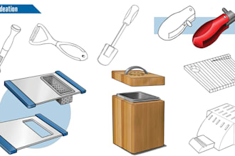 cad product design kitchen product cad model sketch drawing and 3d manufacturing