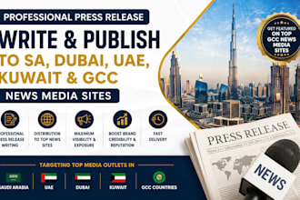 write press release and publish to sau, dubai, uae, kuwait, gcc news media sites