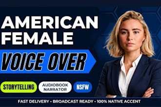 friendly american female voiceover, audiobook narrator, storytelling, commercial