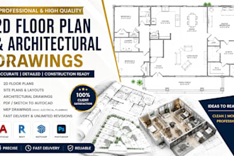 be your architect, 3d renders, and draw 2d floor plans in revit, autocad