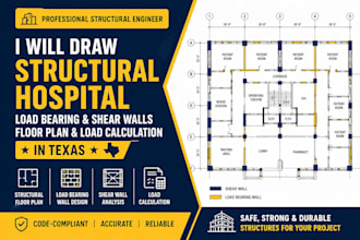 draw structural hospital load bearing shear walls floor plan load calc in texas