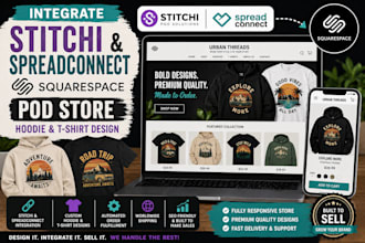 integrate stitchi spreadconnect squarespace pod store hoodie tshirt design