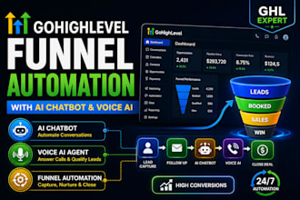 build gohighlevel funnel automation with ai chatbot and voice ai, ghl expert