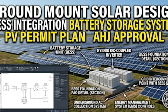 solar ground mount design bess integration battery storage system pv permit plan