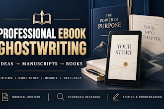 professionally ghostwrite ebooks, books, and kindle books