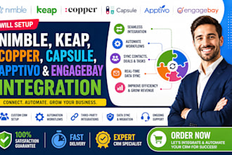 setup nimble, keap, copper, capsule, apptivo, and engagebay integration