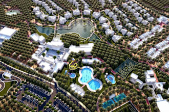 design subdivision site plan urban planning resort 3d aerial masterplan render