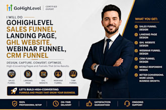 do gohighlevel sales funnel,landing page,ghl website, webinar funnel,crm funnel