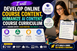 create online course content, course curriculum and humanize ai content