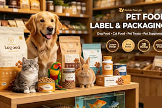 design pet food label, pet treat and pet supplement packaging design