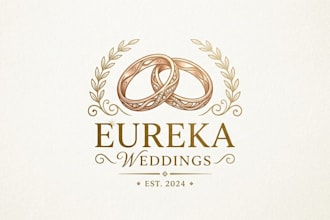 design an elegant wedding rings logo for your jewelry or wedding brand