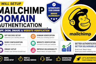 setup mailchimp domain authentication, spf dkim dmarc and website verification
