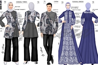 create modern abaya tech pack clothing tech pack islamic modest wear tech pack