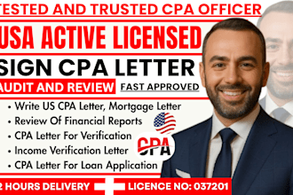 usa certified public accountant, audit financial statement sign cpa letter in 1h