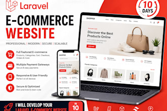 develop a modern laravel ecommerce website in 10 days