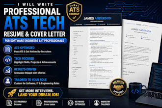 write professional ats tech resume cover letter for software engineers and IT