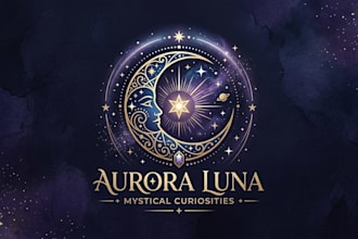 design a modern and mystical moon logo for your brand