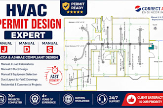 do hvac design, manual jds calculation and duct design for permit