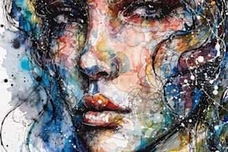 draw a sketchy watercolor portrait