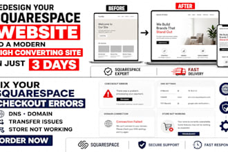 redesign your squarespace website to a modern high converting site in just 3days