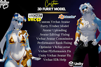 custom vrchat avatar, vrc furry character, 3d vtuber model  furry nsfw art