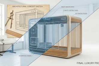 design luxury pet cage product design, smart pet cage, foldable pet cage, feeder