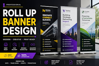 professional roll up banner, standee and counter