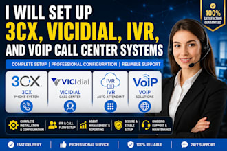 set up 3cx, vicidial, IVR, and voip call center systems