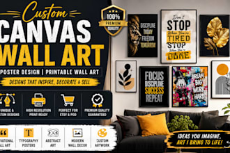 design custom canvas wall art, printable poster and motivational wall art