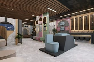 design 3d tiles showroom, faucet shop, wall tile, ceramics, sanitary ware store