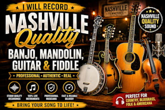 record authentic live banjo, mandolin, strings, violin, guitar for your music