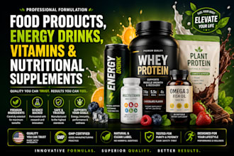 formulate a food product, energy drinks, vitamins and nutritional supplements