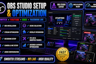 set up and optimize obs studio for twitch, youtube, kick and facebook live