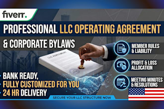 draft a professional llc operating agreement and corporate bylaws