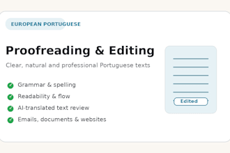 review and improve your european portuguese text