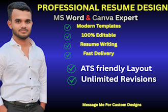 design a professional resume and CV using ms word or canva