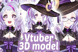 create 3d furry character model for vtuber, anime, 3d rigging or vroid model
