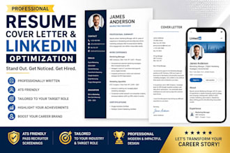 do a professional resume, cover letter and linkdin optimization