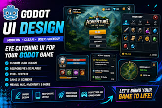 design stunning godot UI, game hud, menus and game interface design
