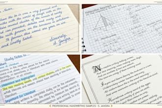 write beautiful handwritten notes, assignments, or letters for you