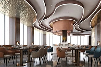 3d modern eatery interior, outdoor space design,spatial layout visuals, sketchup