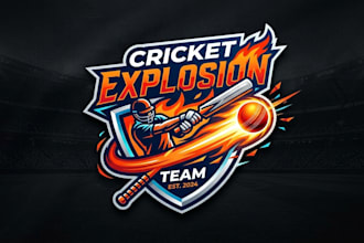 design a modern and dynamic cricket logo for your team or brand